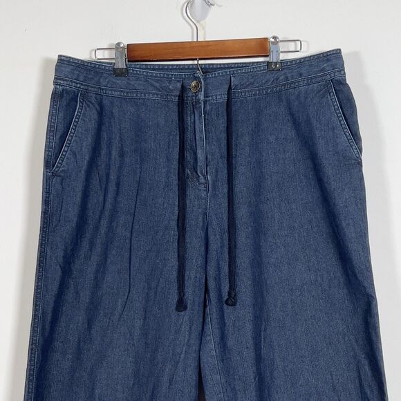 Talbots Denim Capris Jeans Women's Size 14 Blue Stretch Drawcord Waist - Picture 2 of 13